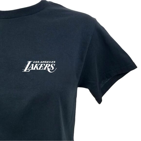 Los Angeles Lakers Double Script Retro Logo BLACK Basketball Jersey Tee - y2k - Picture 4 of 5